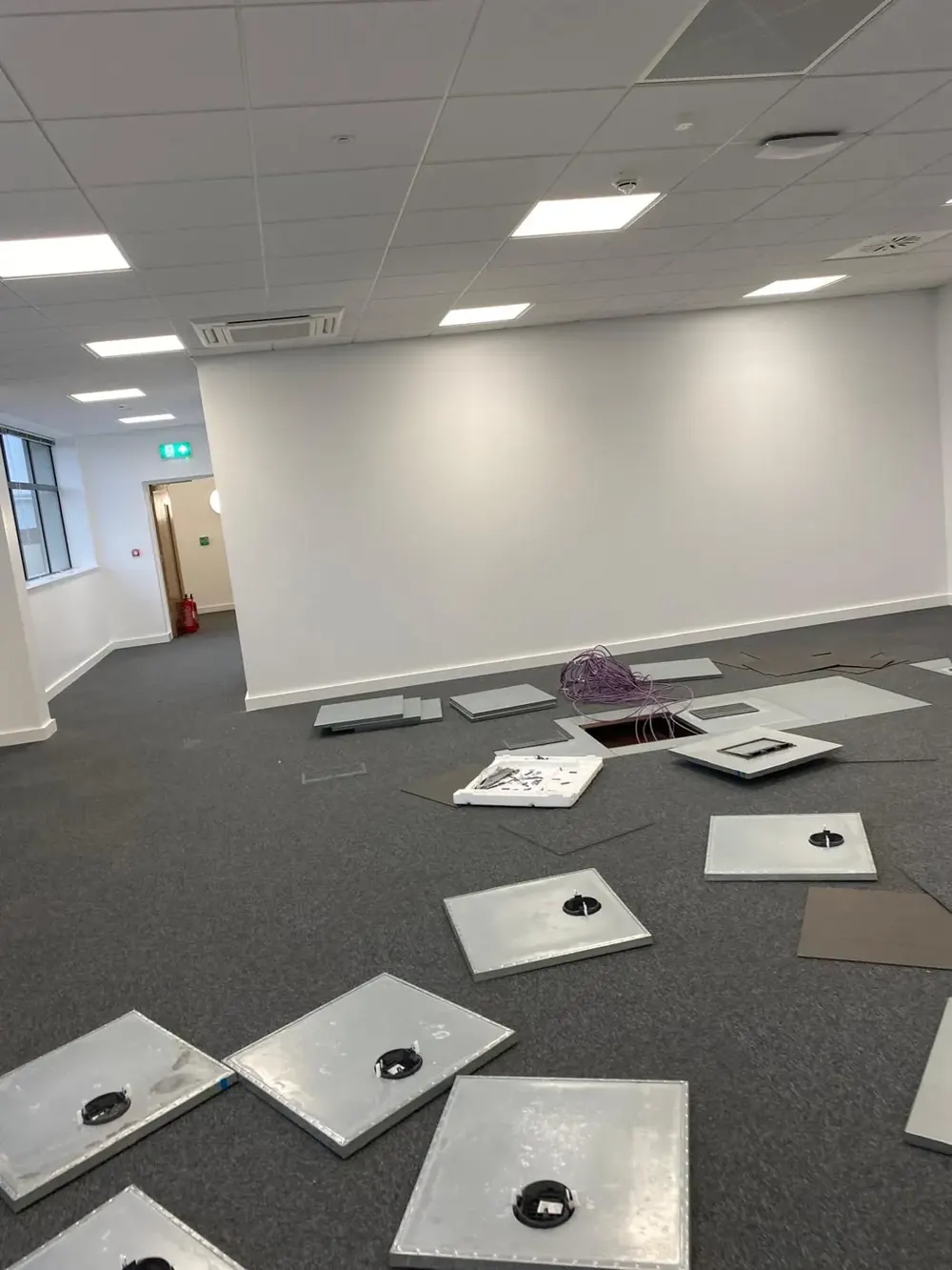 Open-plan office redecoration in progress